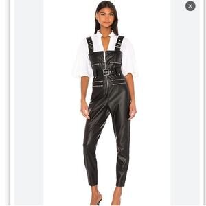 WEWOREWHAT Vegan Black Leather Moto Overalls